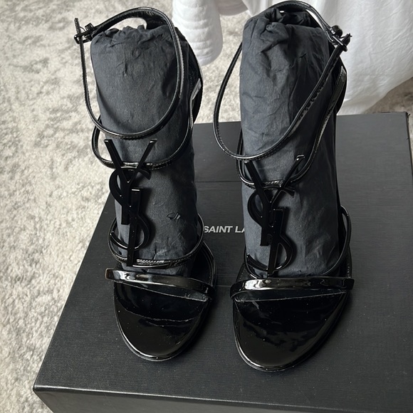 Saint Laurent Black Strappy Heels - Picture 4 of 9